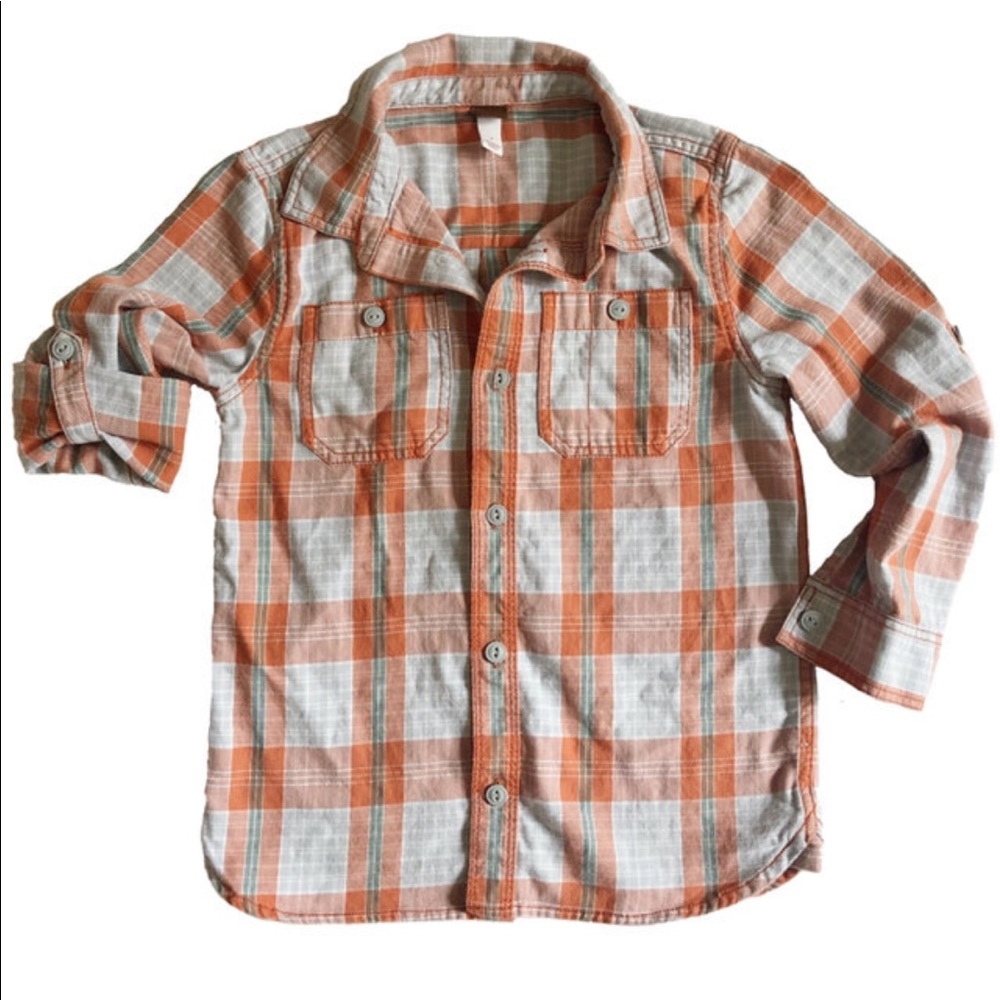 Tea Collection Orange Plaid Top SZ 7Y